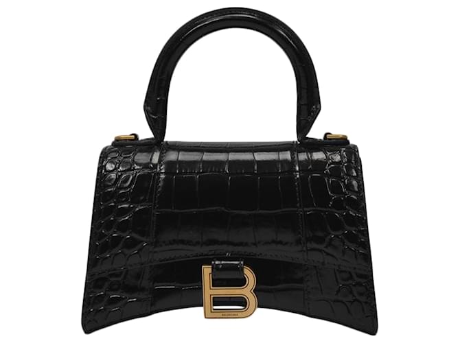 Hourglass Xs Bag - Balenciaga -  Black - Leather Pony-style calfskin  ref.548453