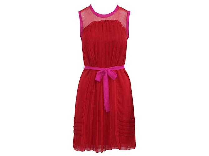 Miu Miu Fuchsia and Red Pleated Dress  ref.548530