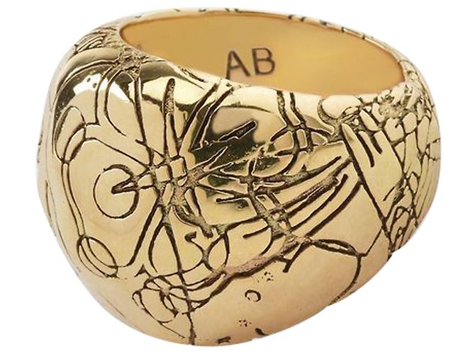 Aurelie Bidermann Anel Rosalba em Metal Dourado Metálico