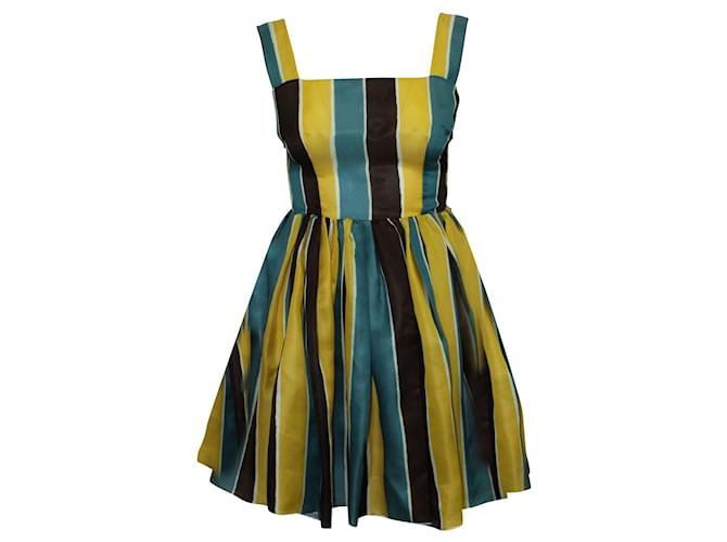 Dolce & Gabbana Colorful Striped Silk Mini Dress  ref.548750