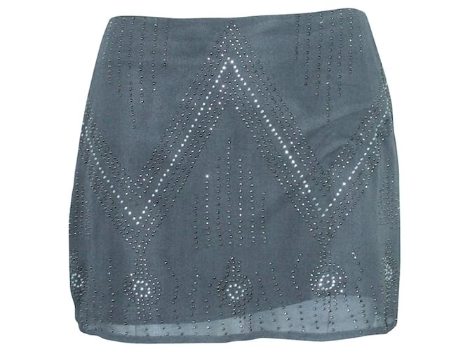 Autre Marque Grey Embellished Mini Skirt with metal glitter Silk  ref.548806