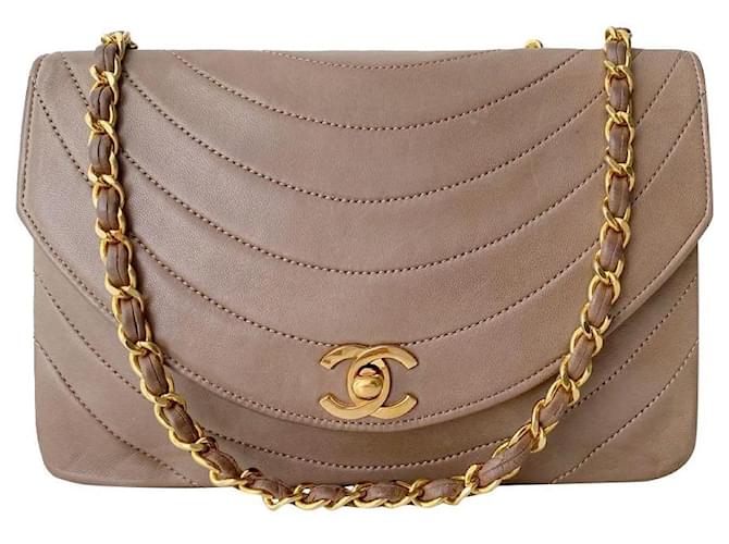 Timeless Chanel Borse Taupe Pelle  ref.548980