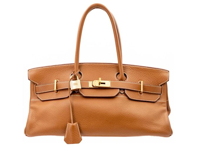 Hermès Shoulder Birkin bag in gold TC with GHW Brown Leather  ref.549107