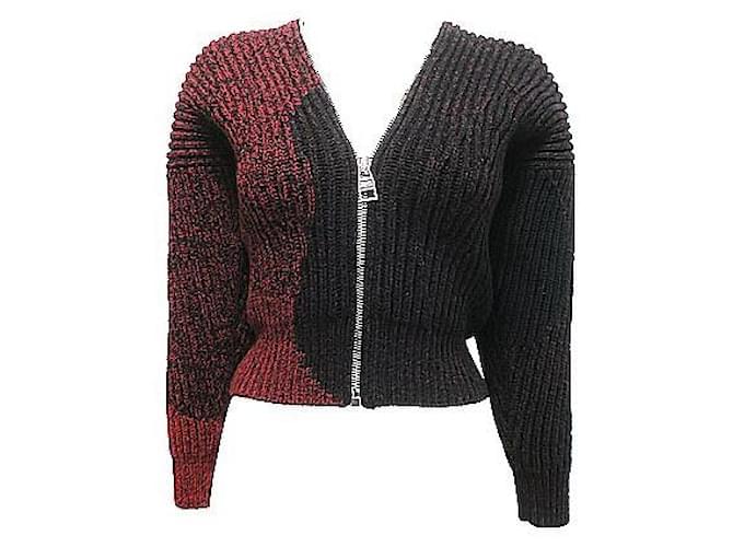 * Alexander McQueen Tops Ladies Zip-up Gradation Wool Cardigan XS Roja Lana  ref.549347