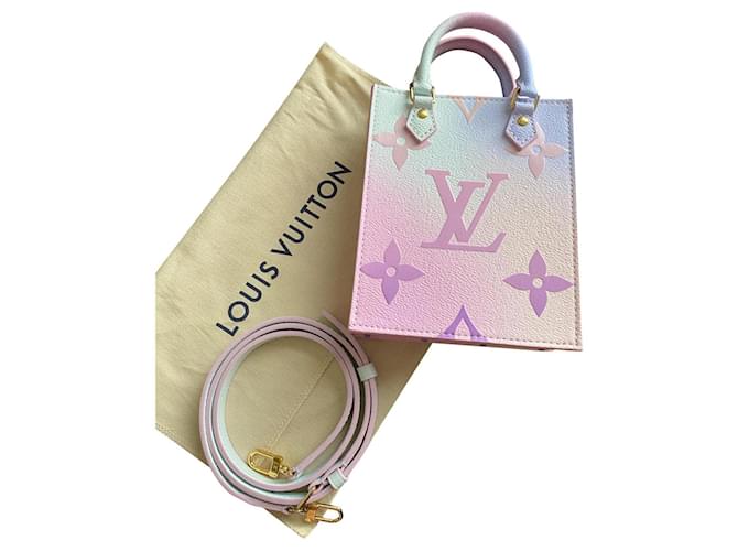 Louis Vuitton Petit Sac Plat Spring In The City Limited Edition Pink White Green Turquoise Leather Cloth Metal  ref.549665