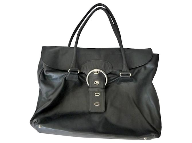 Séquoia SEQUOIA Vintage bag in black leather - fabric lining -very good condition  ref.549672