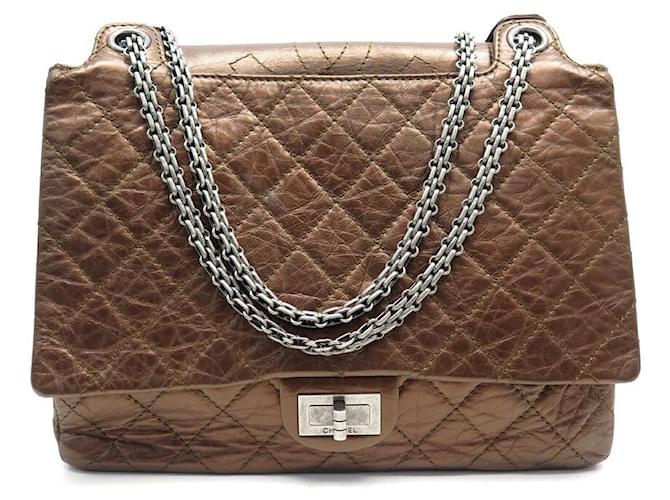 SAC A MAIN CHANEL 2.55 BANDOULIERE CUIR MATELASSE BRONZE LEATHER HAND BAG  ref.549767