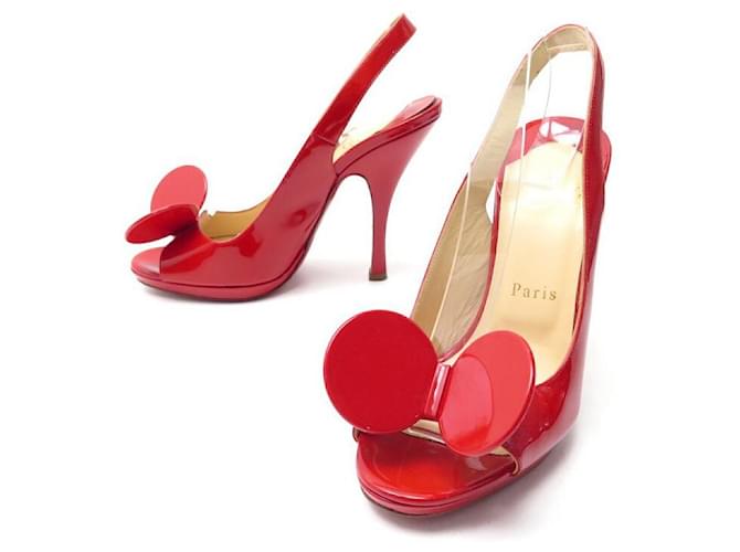 CHAUSSURES CHRISTIAN LOUBOUTIN ESCARPINS MADAME MOUSE 37 CUIR VERNIS ROUGE  ref.549837