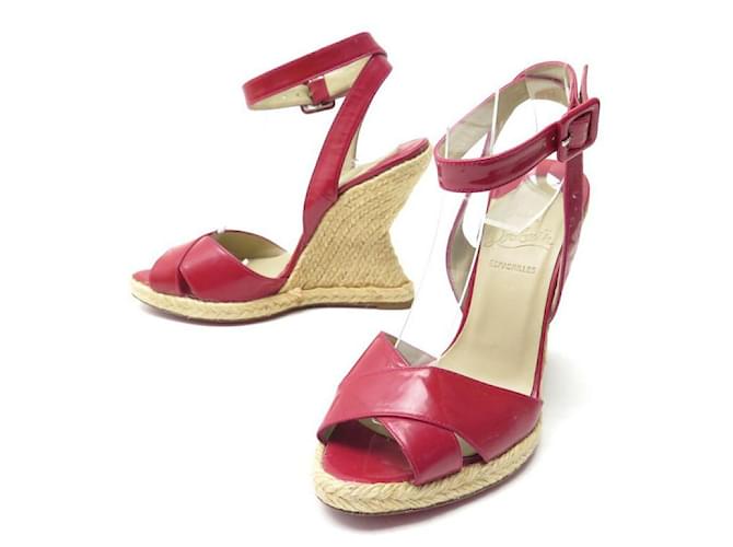 SHOES CHRISTIAN LOUBOUTIN SANDALS ESPADRILLES I LOVE 36 LEATHER BOX Red  ref.549838