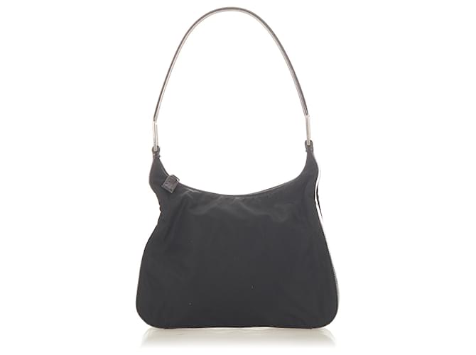 Prada Black Tessuto Shoulder Bag Leather Pony-style calfskin Nylon Cloth  ref.549961
