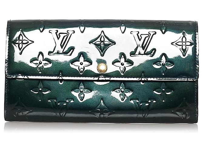 Louis Vuitton Green Vernis Sarah Long Wallet Dark green Leather Patent  leather ref.549976 - Joli Closet