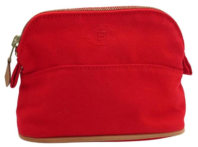 Hermès Toiletry Pouch Bolide 10hz1126 Red Canvas Clutch