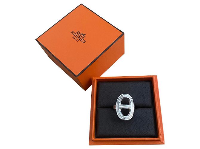 Hermès Small anchor chain ring Silvery