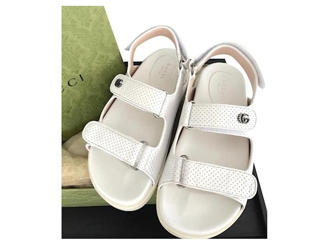 Gucci GG Dad Sandalen aus Leder EU37 Weiß  ref.550522