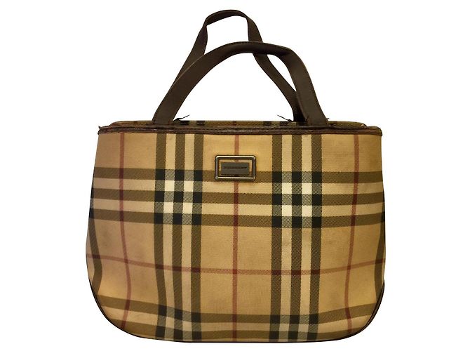 Burberry Sac à main Nova Check vintage avec 3 compartiments Marron Multicolore Beige