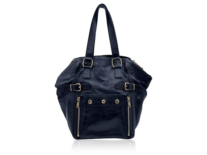 Yves Saint Laurent Black Leather Downtown Tote Shoulder Bag  ref.550791