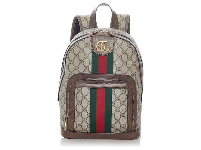 Gucci: Beige & Brown GG Supreme Backpack