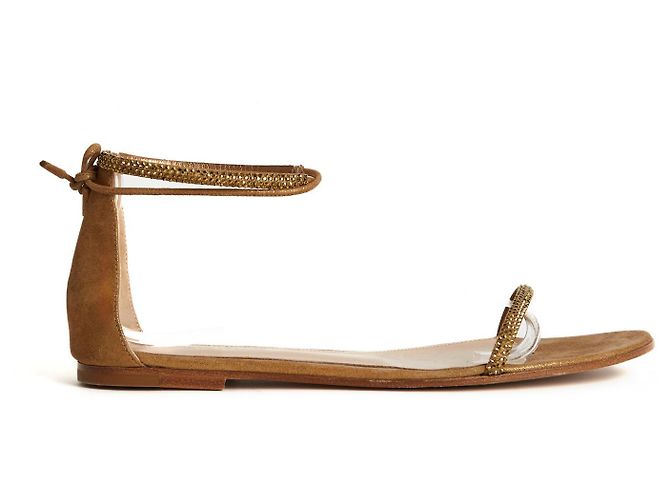 Gianvito Rossi Sandals Bronze Camel Suede 38.5 Golden