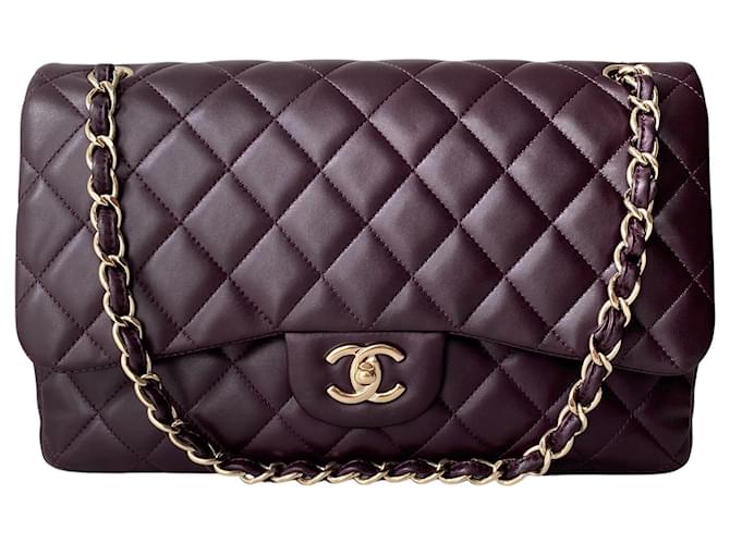 Classique Chanel Sacs à main Cuir Violet foncé  ref.551411