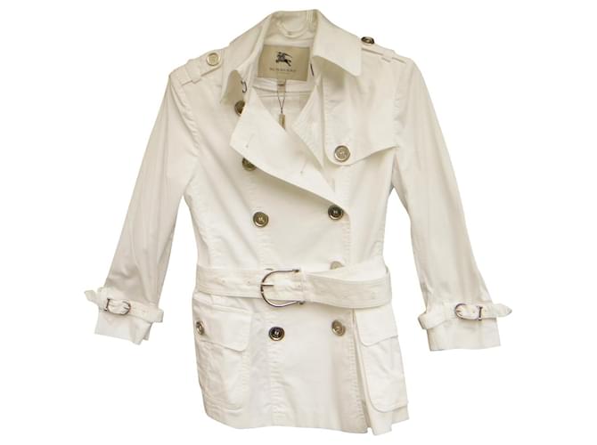 Burberry trench size 34 White Cotton  ref.551433