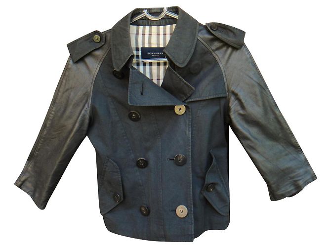 Burberry canvas & leather jacket size 34 Black