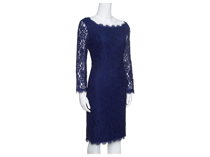 Diane Von Furstenberg DvF Zarita Spitzenkleid in Marineblau