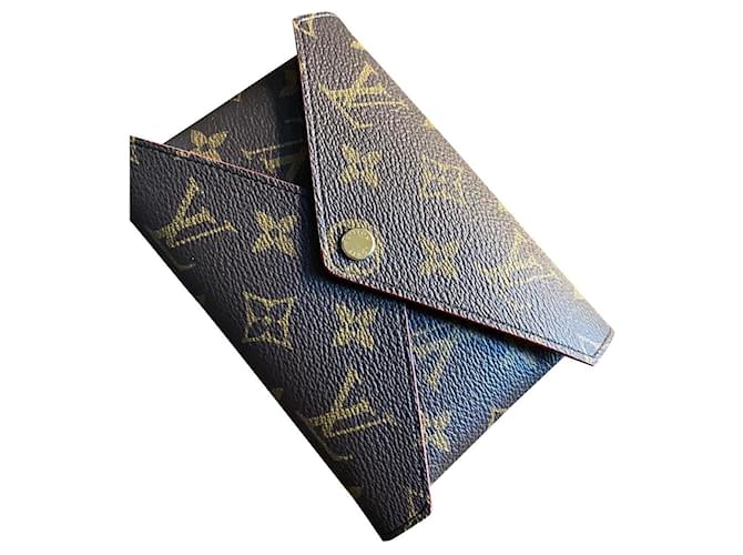 Louis Vuitton Envelope para passaporte Kirigami médio Clutch Monogram Marrom Vermelho Lona  ref.551457