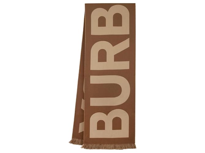 Burberry Half Mega Check Scarf in Beige Wool  ref.551493