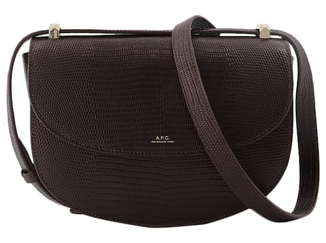 Apc Geneve Bag Bag in Lizard Embossed Leather Brown ref.551559