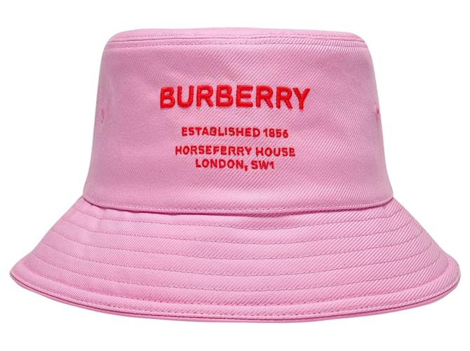 Burberry Cappello a secchiello Horseferry in tela rosa  ref.551583