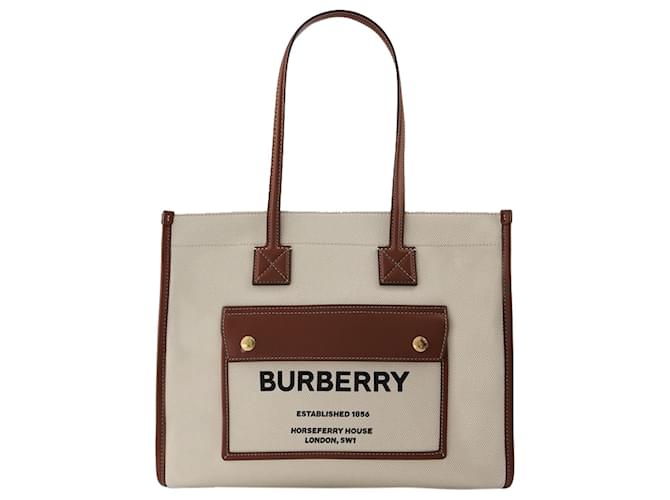 Ll Sm Pocket Dtl Ll6 Einkaufstasche – Burberry – Natur/Hellbraun – Baumwolle Beige  ref.551593