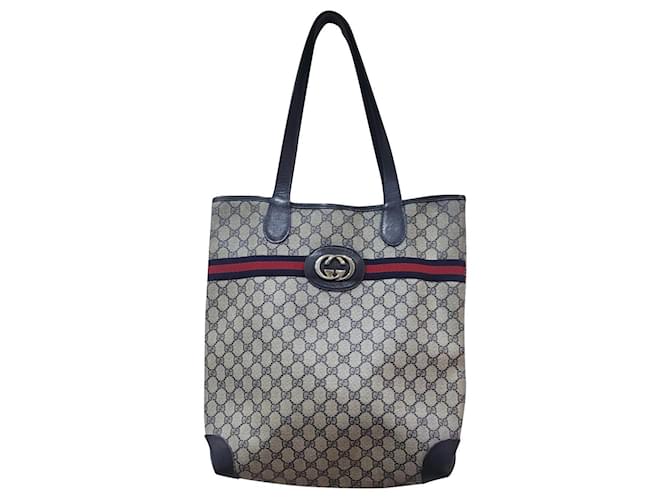 Gucci bolsa vintage bolsa Shopper monograma Multicor Couro Lona  ref.551631