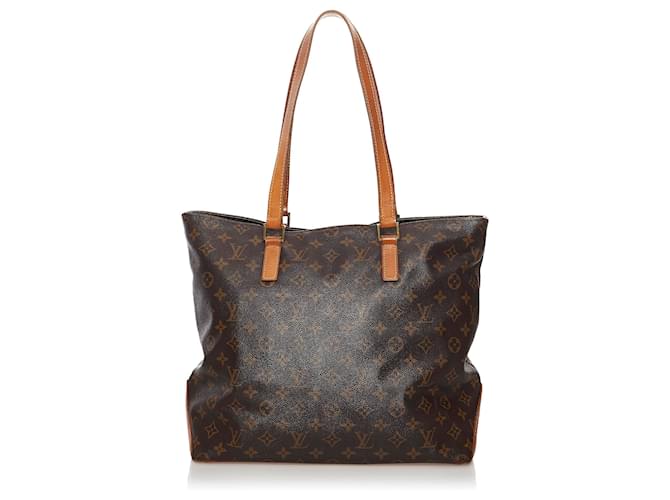 Louis Vuitton Brown Monogram Cabas Mezzo Leather Cloth  ref.551748