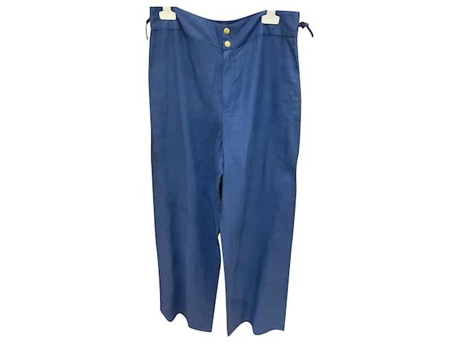 Agnès b. Pants, leggings Blue Linen  ref.551755