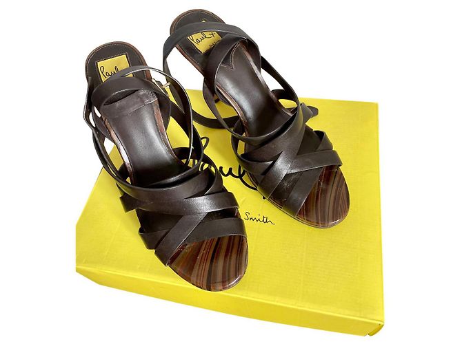 Sandali Paul Smith Misty in pelle marrone con lacci