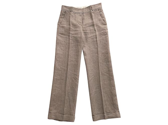 Calça Kenzo de linho espinha de peixe marrom claro Castanho claro