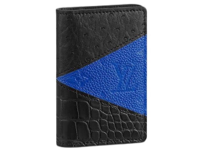 Louis Vuitton Black Crocodile Ostrich Monogram Eclipse Pocket Organizer  Wallet