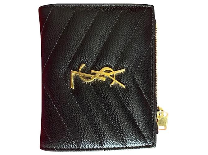 Saint Laurent Card Holder Case - Metallic Gold Leather Wallet YSL