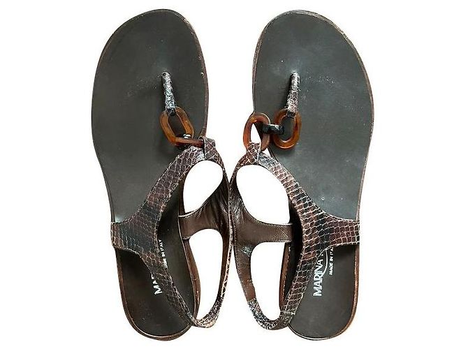 Sandali Marina Rinaldi in pelle marrone gioiello