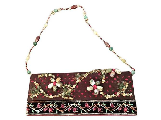 Autre Marque Pochette da sera Mary Frances ricamata rosso bordeaux Multicolore Bordò