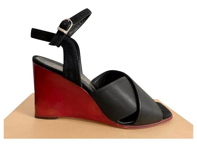 Philippe Model Keilsandalen Schwarz Rot Leder