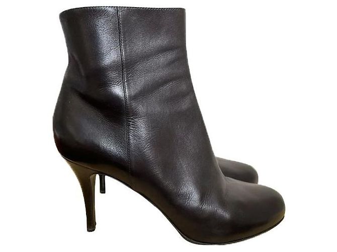 Sergio Rossi Black Leather Stiletto Ankle Boots
