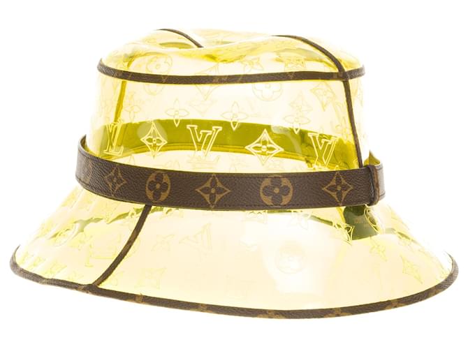 Sombrero Louis Vuitton Superb and Rare/Bob bimaterial en vinilo amarillo transparente Monogram y lona Monogram  ref.552213