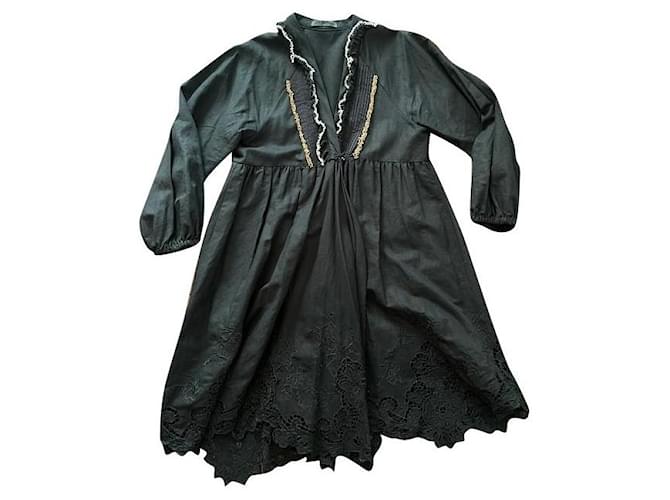 Autre Marque Dresses Black Silvery Beige Metallic Cotton Wood  ref.552226