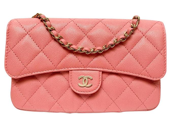 Classique Chanel New mini flap bag Cuir Rose  ref.552243