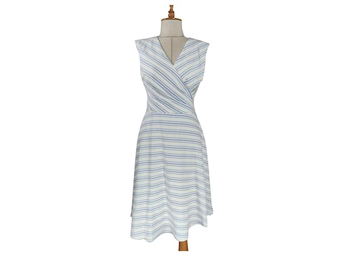 Ralph Lauren Dresses White Blue Polyester Viscose Elastane Nylon  ref.552256
