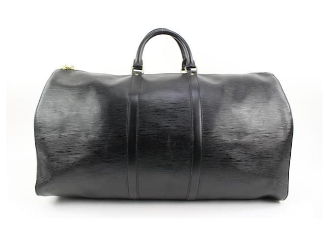 Louis Vuitton Schwarzes Epi-Leder Noir Keepall 55 Reisetasche  ref.552272