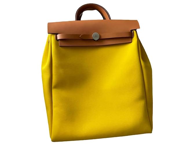 Hermès Backpack Hermes Herbag Yellow Leather  ref.552326
