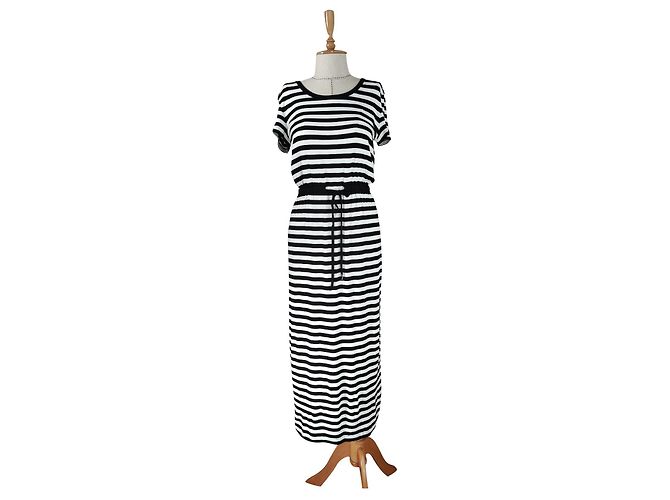 Michael Kors Maxikleid Schwarz Weiß Gestreift
