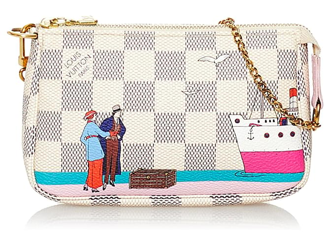 Louis Vuitton Damier Azur Mini Pochette Accessoires in White